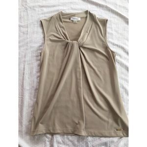 Calvin Klein Taupe Blouse w/ Knot Detail